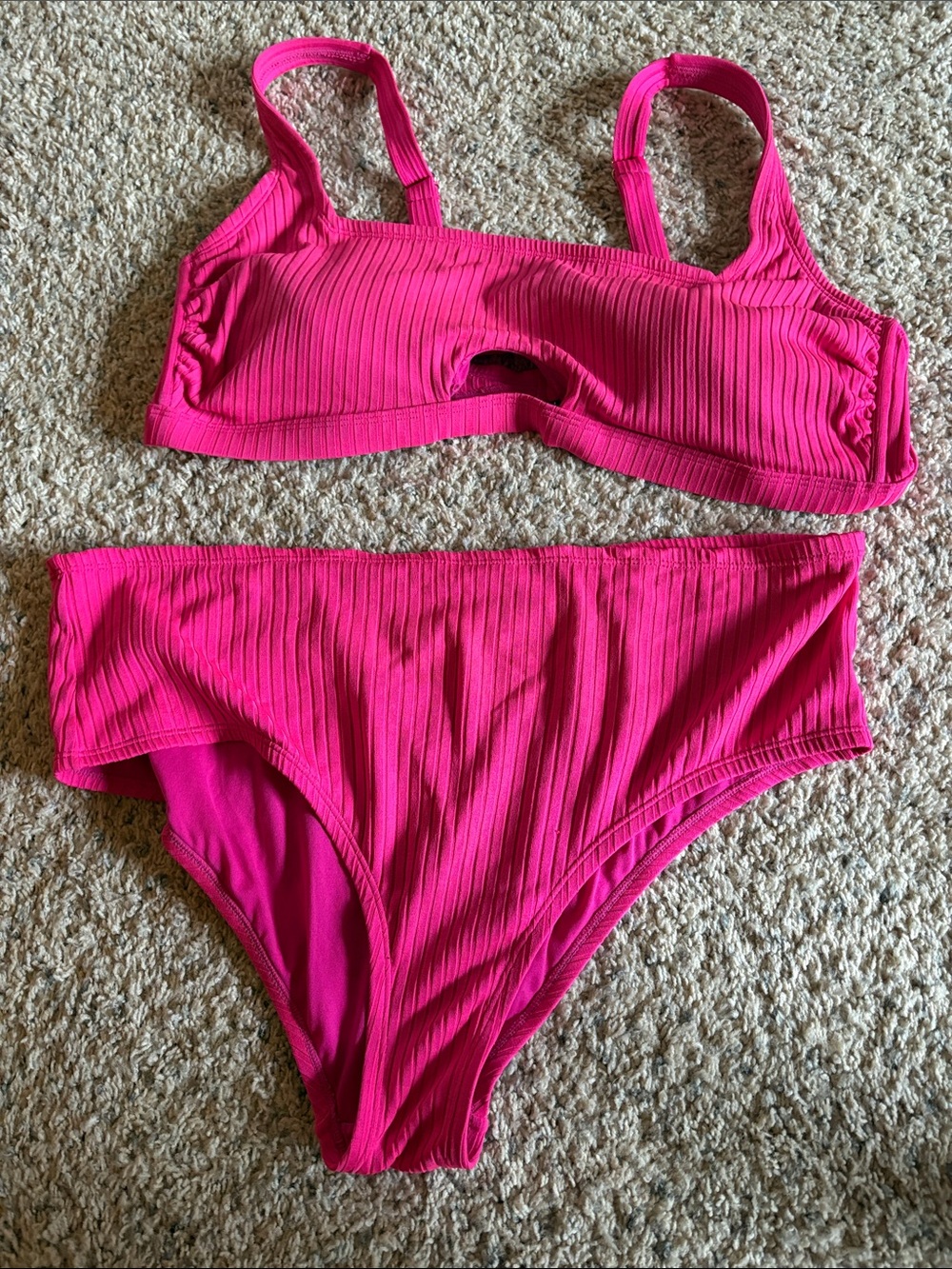 Ribbed hot pink Two-Piece Bikini Set plus size 22w